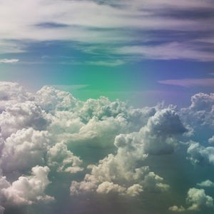 Preview wallpaper clouds, sky, porous, rainbow, light