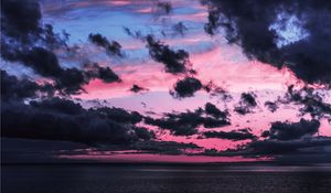 Preview wallpaper clouds, sky, sea, horizon, dark, twilight