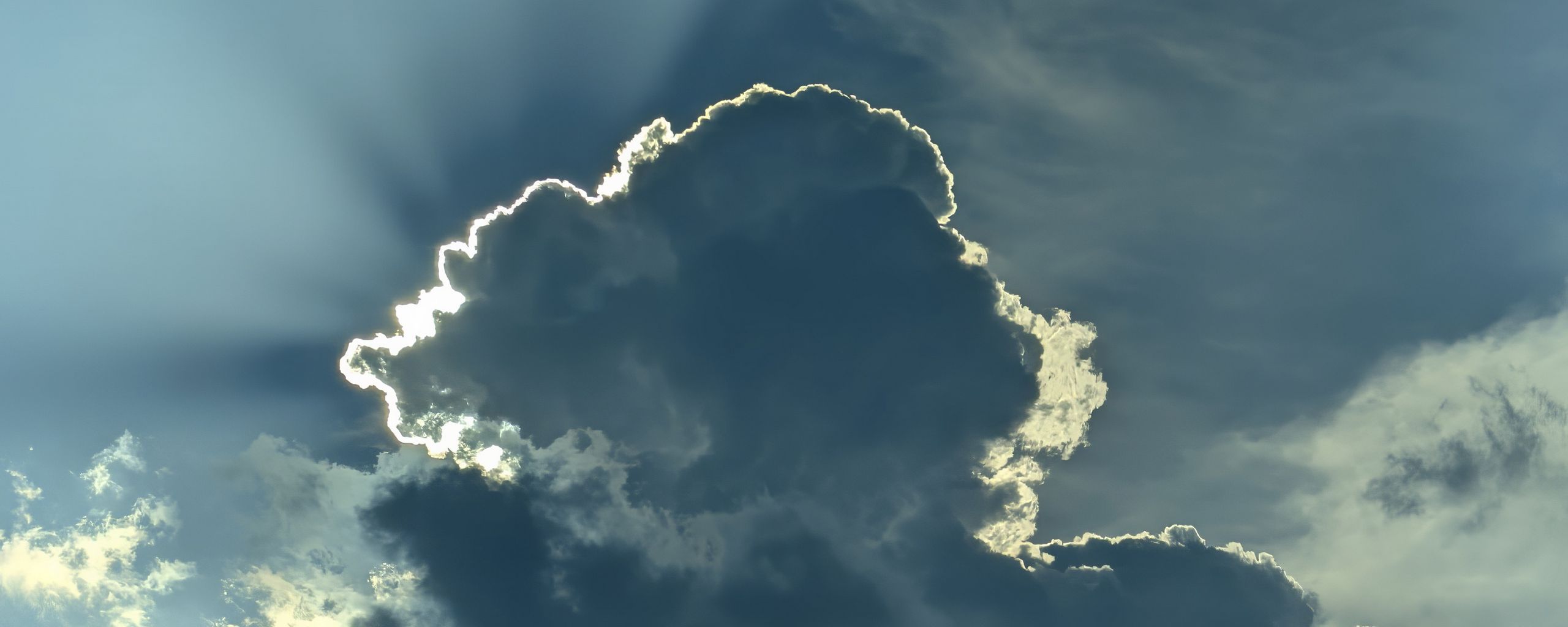 2560x1024 Wallpaper clouds, sky, shadow, light, blue