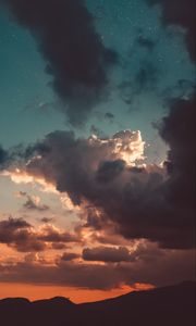 Preview wallpaper clouds, sky, sunset, stars, porous