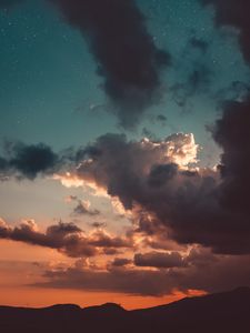 Preview wallpaper clouds, sky, sunset, stars, porous
