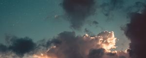 Preview wallpaper clouds, sky, sunset, stars, porous