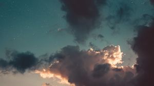 Preview wallpaper clouds, sky, sunset, stars, porous