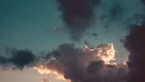 Preview wallpaper clouds, sky, sunset, stars, porous