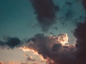 Preview wallpaper clouds, sky, sunset, stars, porous