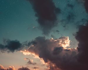 Preview wallpaper clouds, sky, sunset, stars, porous
