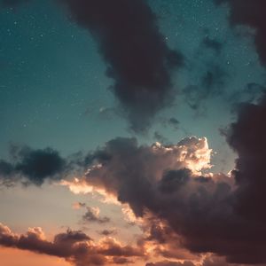 Preview wallpaper clouds, sky, sunset, stars, porous