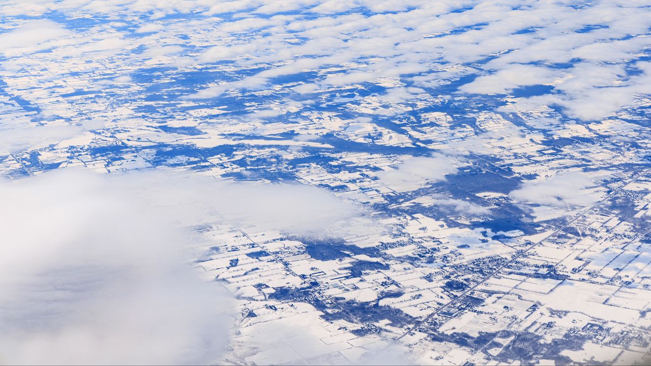 Wallpaper clouds, snow, surface, aerial view