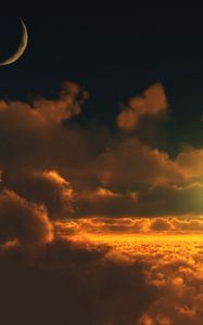 Preview wallpaper clouds, sun, moon, height
