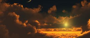 Preview wallpaper clouds, sun, moon, height