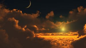 Preview wallpaper clouds, sun, moon, height