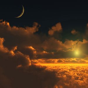Preview wallpaper clouds, sun, moon, height