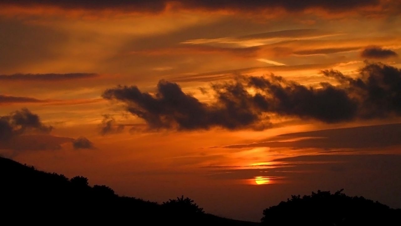 Wallpaper clouds, sun, twilight, evening, horizon