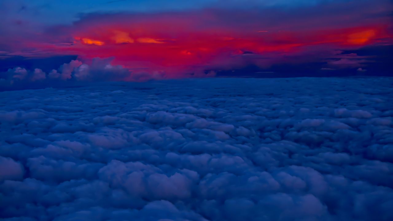 Wallpaper clouds, sunset, height, sky