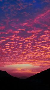Preview wallpaper clouds, sunset, hills, porous, evening