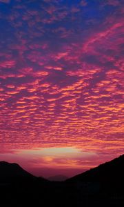 Preview wallpaper clouds, sunset, hills, porous, evening