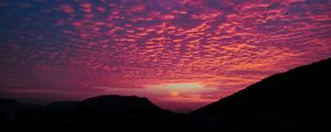 Preview wallpaper clouds, sunset, hills, porous, evening