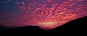 Preview wallpaper clouds, sunset, hills, porous, evening