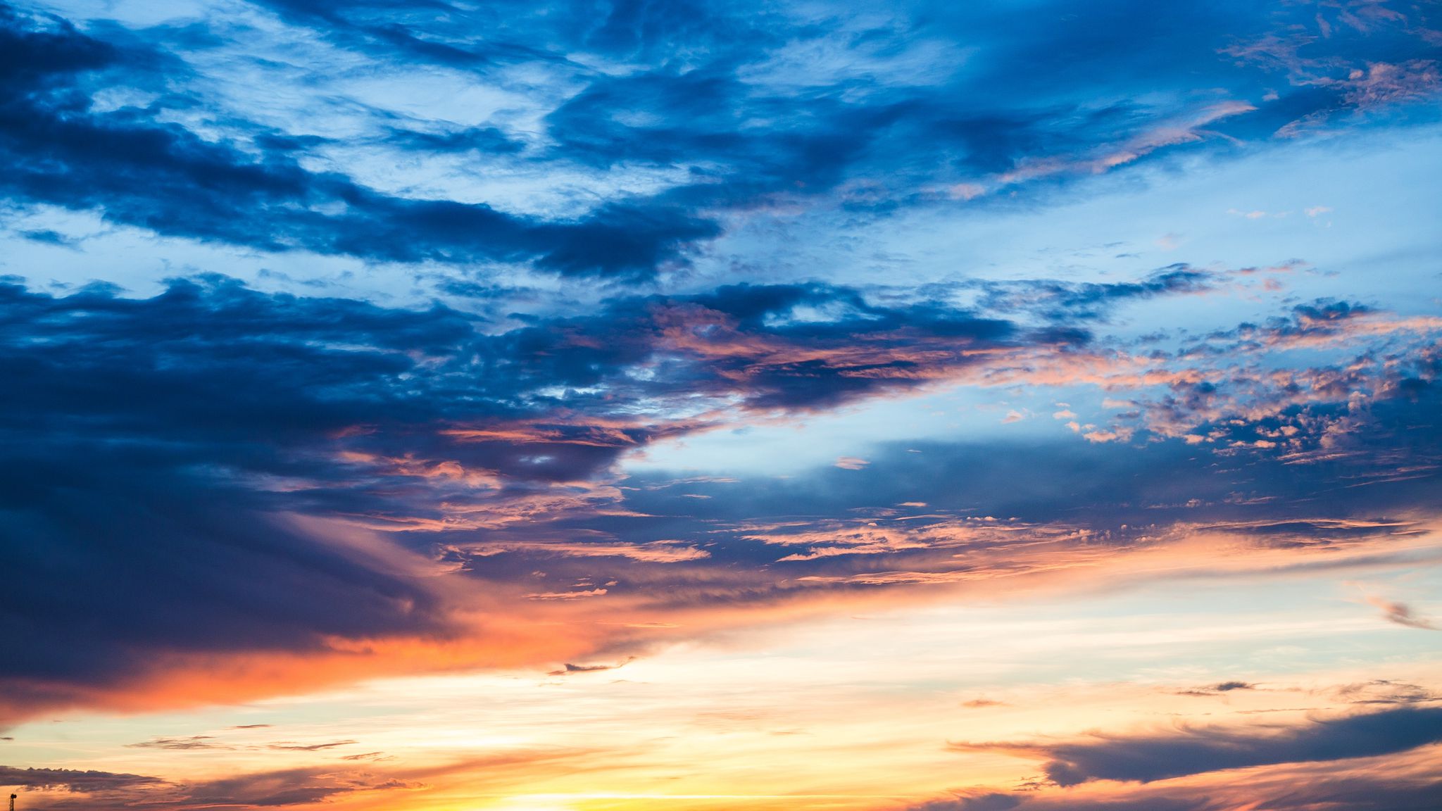 Download Wallpaper 2048x1152 Clouds Sunset Sky Ultrawide Monitor Hd