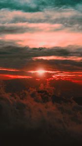 Preview wallpaper clouds, sunset, sky, porous, dark, light