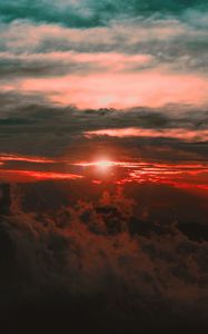 Preview wallpaper clouds, sunset, sky, porous, dark, light