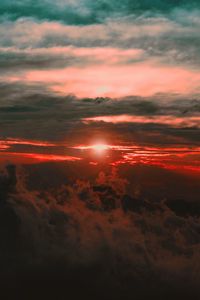 Preview wallpaper clouds, sunset, sky, porous, dark, light