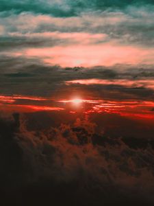Preview wallpaper clouds, sunset, sky, porous, dark, light