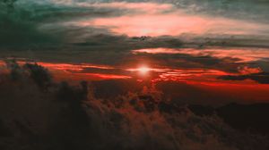 Preview wallpaper clouds, sunset, sky, porous, dark, light