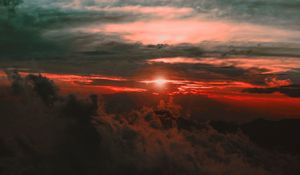 Preview wallpaper clouds, sunset, sky, porous, dark, light