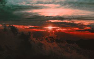 Preview wallpaper clouds, sunset, sky, porous, dark, light