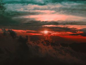 Preview wallpaper clouds, sunset, sky, porous, dark, light