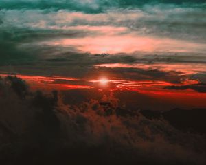 Preview wallpaper clouds, sunset, sky, porous, dark, light