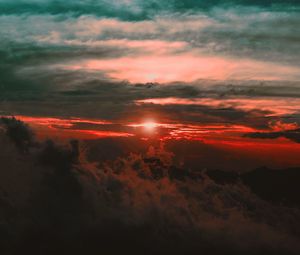 Preview wallpaper clouds, sunset, sky, porous, dark, light