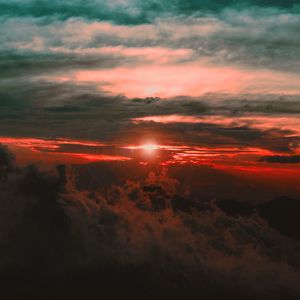 Preview wallpaper clouds, sunset, sky, porous, dark, light