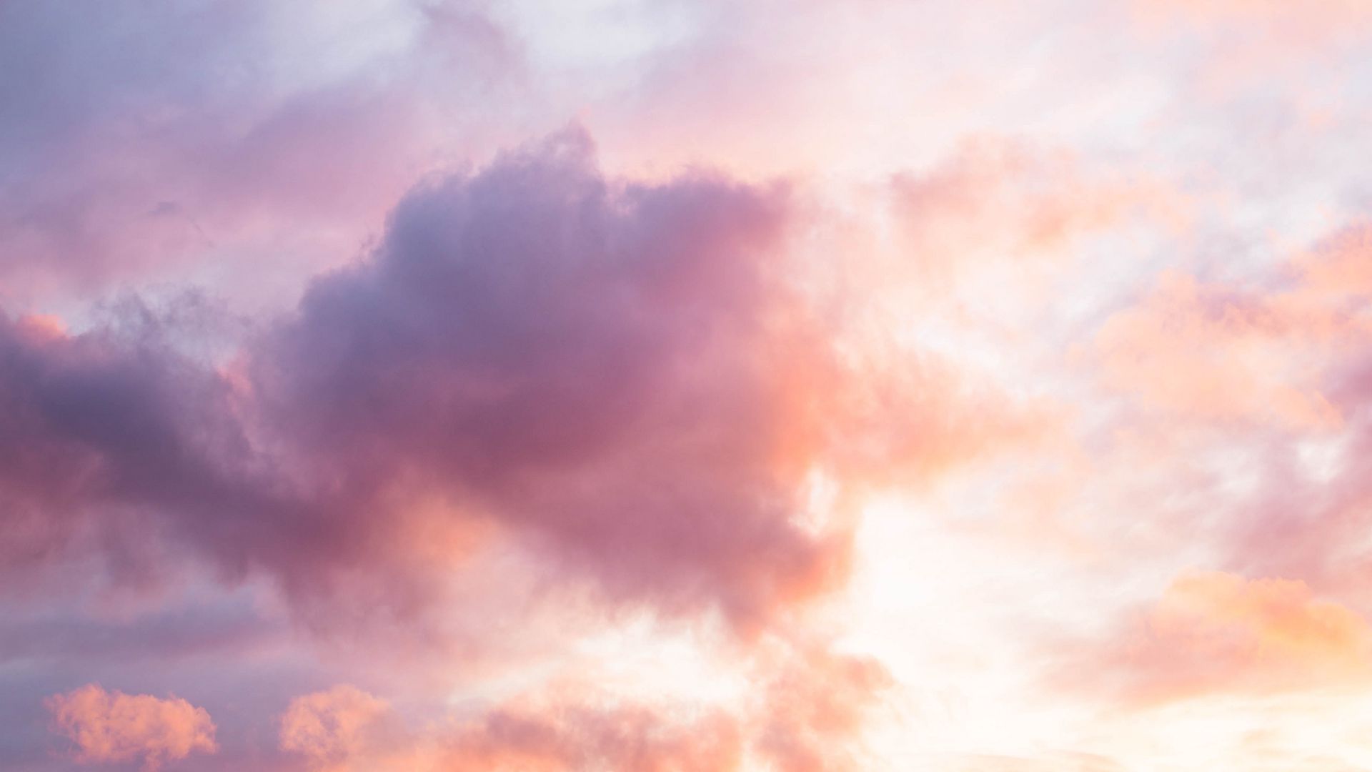 Download wallpaper 1920x1080 clouds, sunset, sky, pink, dusk, evening full  hd, hdtv, fhd, 1080p hd background