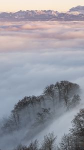 Preview wallpaper clouds, trees, mountains, landscape