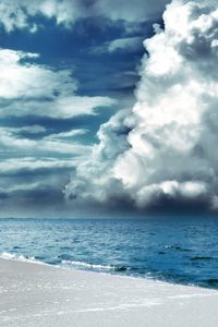 Preview wallpaper clouds, volume, beach, coast, sand, white