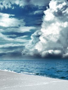 Preview wallpaper clouds, volume, beach, coast, sand, white