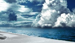 Preview wallpaper clouds, volume, beach, coast, sand, white