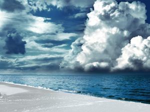 Preview wallpaper clouds, volume, beach, coast, sand, white