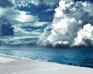 Preview wallpaper clouds, volume, beach, coast, sand, white