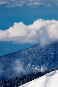 Preview wallpaper clouds, volume, mountains, wood, sky, height