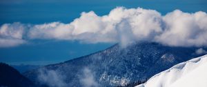 Preview wallpaper clouds, volume, mountains, wood, sky, height