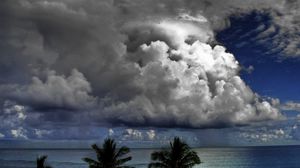 Preview wallpaper clouds, volume, sky, palm trees, sea