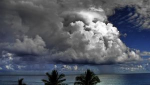 Preview wallpaper clouds, volume, sky, palm trees, sea