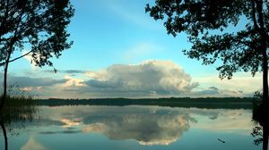 Preview wallpaper clouds, volume, trees, reflection, pond