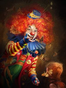 Preview wallpaper clown, art, smile, makeup, circus, emotions