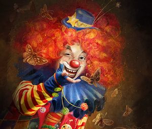 Preview wallpaper clown, art, smile, makeup, circus, emotions