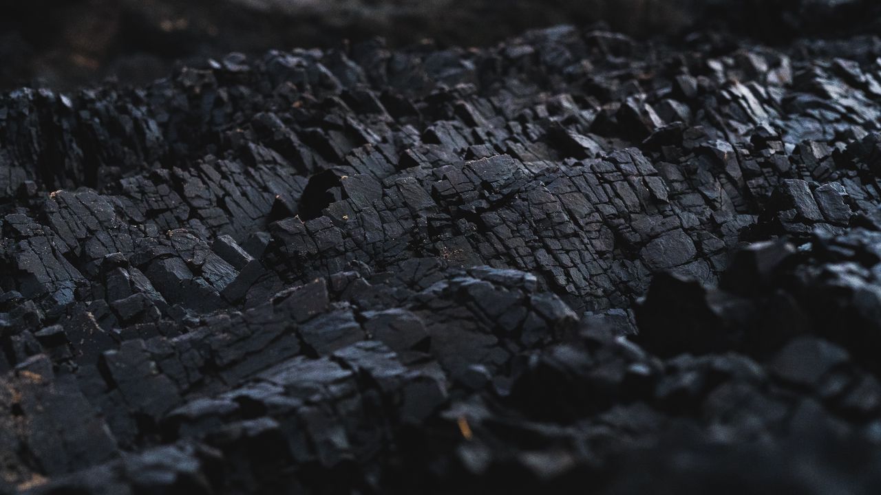 Wallpaper coal, surface, macro, blur, black