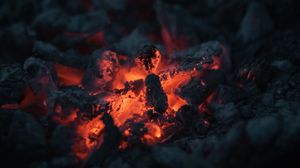 Preview wallpaper coals, fire, bonfire, dark